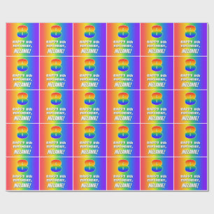 8. Geburtstag: Farbenfroh, Fun Rainbow Pattern # 8 Geschenkpapier