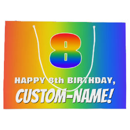8. Geburtstag: Farbenfroh, Fun Rainbow Pattern # 8 Große Geschenktüte