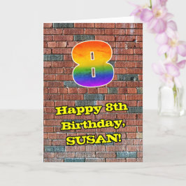 8. Geburtstag: Fun Graffiti Inspiriert Regenbogen Karte