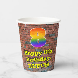 8. Geburtstag: Fun Graffiti Inspiriert Regenbogen Pappbecher