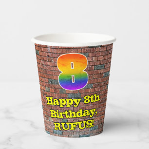 8. Geburtstag: Fun Graffiti Inspiriert Regenbogen  Pappbecher
