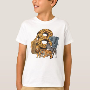 8. Geburtstag Geburtstag Löwe, Tiger, Elefant, Zeb T-Shirt