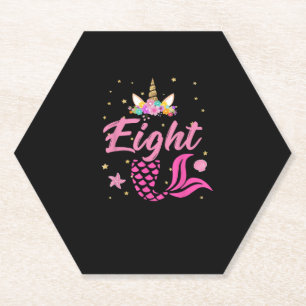 8. Geburtstag Girl Unicorn Shirt Meerjungfrau Schw Untersetzer
