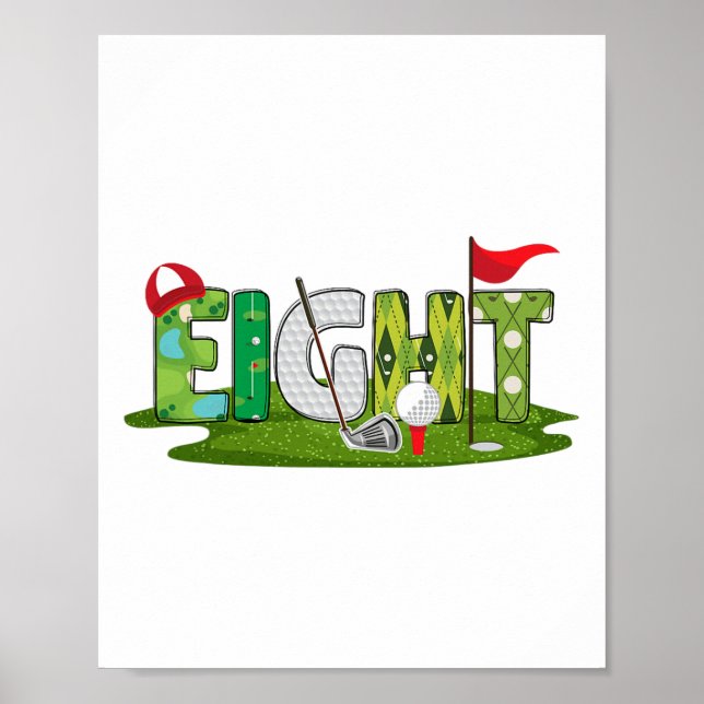 8. Geburtstag Golf Thema 8 Jahre Alte Kinder Sport Poster (Vorne)