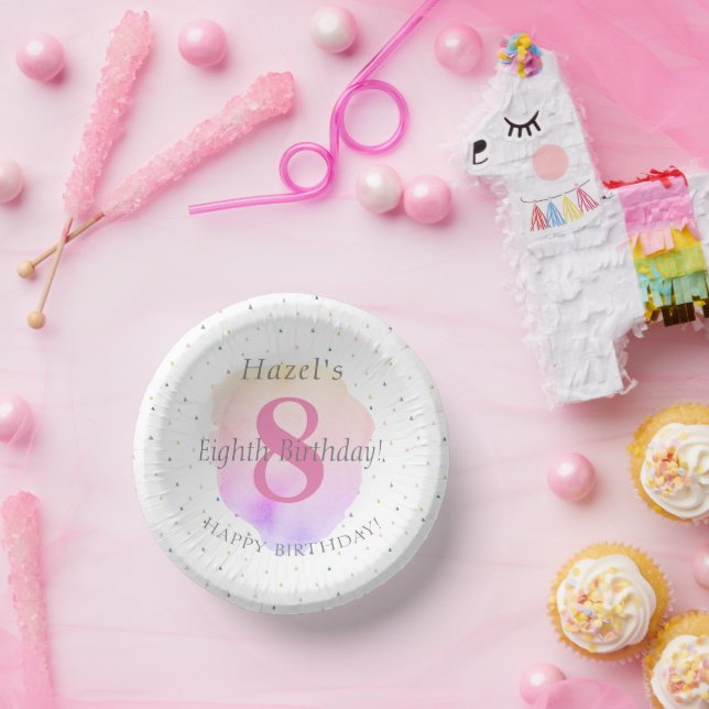 8. Geburtstag Hübsche Rose Rosa Hübsches Party Pappteller (Party)