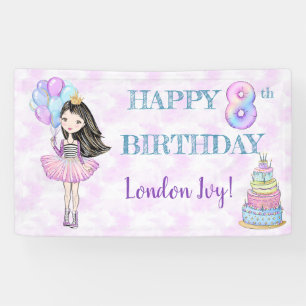 8. Geburtstag Mädchen Prinzessin Lavendel Türkis Banner