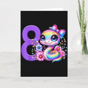 8. Geburtstag Mädchen Schlangenparty Regenbogen Co Karte