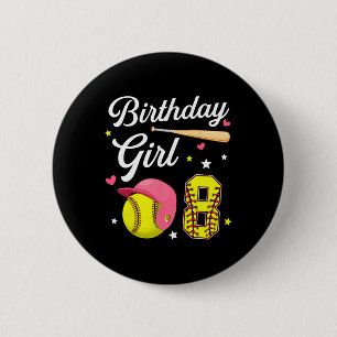 8. Geburtstag Mädchen Softll Eighth Bday 8 J. Acht Button