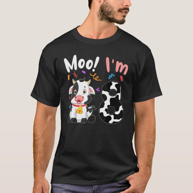 8. Geburtstag Moo I m 8 Kuh Farm Animal Barnyard P T-Shirt (Vorderseite)
