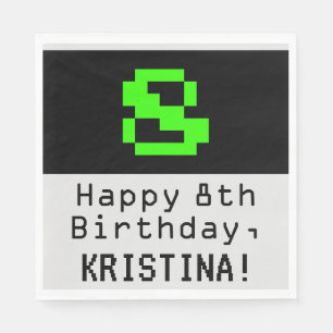 8. Geburtstag - Nerdy / Geeky Style "8 & Name Serviette