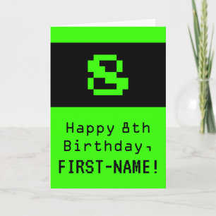 8. Geburtstag: Nerdy / Geeky Style "8" und Name Karte