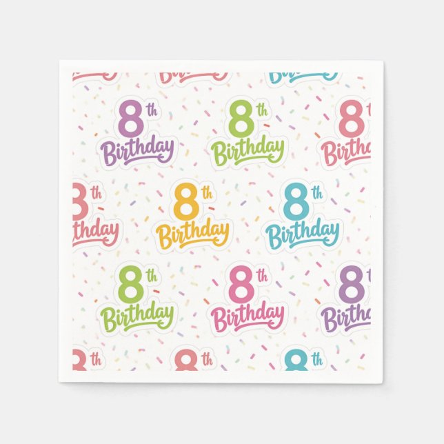 8. Geburtstag Papiertücher, 8. Geburtstagsfeier Serviette (Vorderseite)