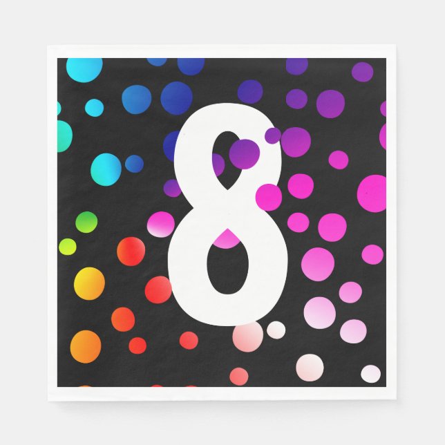 8. Geburtstag Rainbow Dots Serviette (Vorderseite)