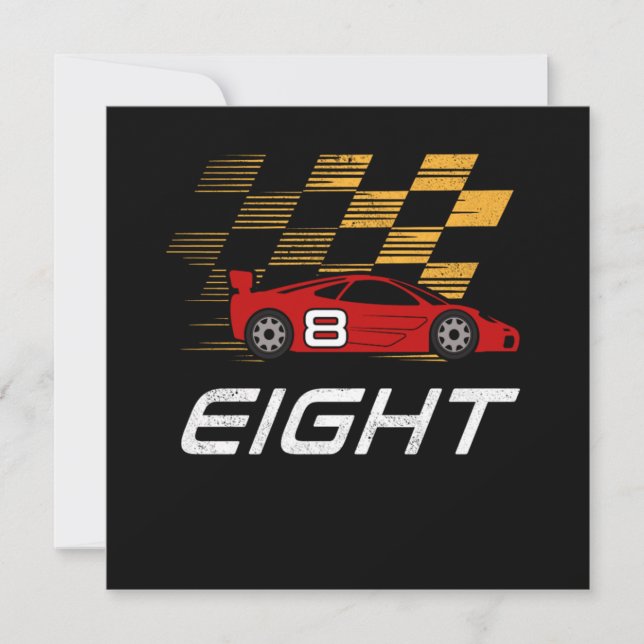 8. Geburtstag Rennwagen Geschenk 8 Jahre Rennfahre Einladung (Vorderseite)