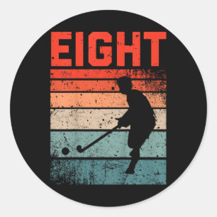 8. Geburtstag Retro Feldhockey 8 Jahre alter Junge Runder Aufkleber