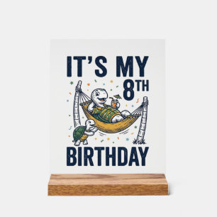 8. Geburtstag Schildkröte Hängematte Vintage Gravu Acrylschild