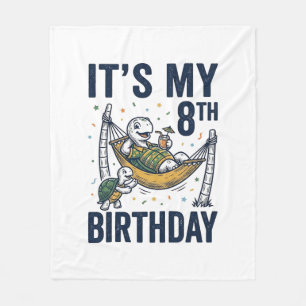 8. Geburtstag Schildkröte Hängematte Vintage Gravu Fleecedecke