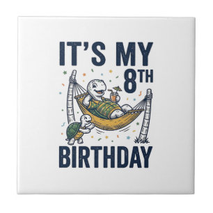 8. Geburtstag Schildkröte Hängematte Vintage Gravu Fliese