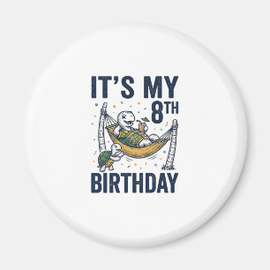 8. Geburtstag Schildkröte Hängematte Vintage Gravu Magnet