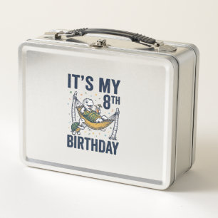 8. Geburtstag Schildkröte Hängematte Vintage Gravu Metall Brotdose