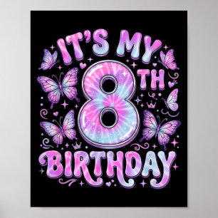 8. Geburtstag Schmetterling Thema 8 Jahre alte Par Poster
