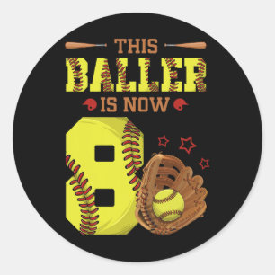 8. Geburtstag Softball Diese/r Liebhaber/in Ist Je Runder Aufkleber
