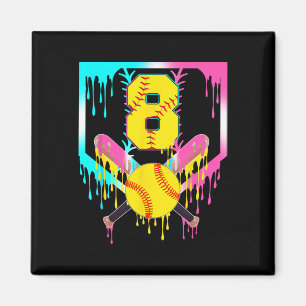 8. Geburtstag Softll Home Plate tropfende Eiscreme Magnet
