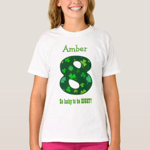 8 Geburtstags-Mädchen-Kleeblatt-Zahl-individuelle T-Shirt