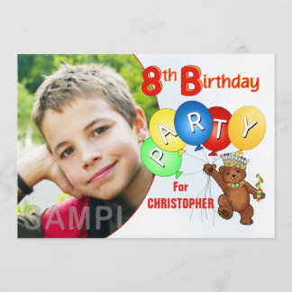 8. Geburtstags-Partyköniglicher Teddy-Bär Einladung