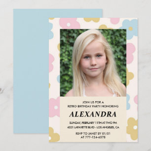 8. Geburtstagseinladung Retro Groovy Blume Niedlic Einladung