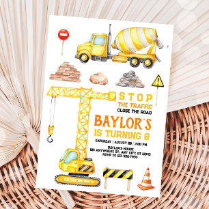 8. Geburtstagseinladung zum Thema Bau Einladung