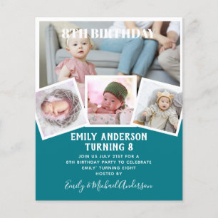 8. Geburtstagsfoto Collage Invite Boy Girl Mixed Flyer