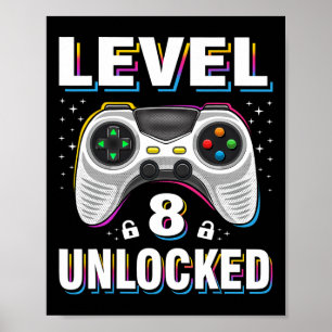 8. Geburtstagskamerad Stufe 8 Entsperrter Video-Ga Poster