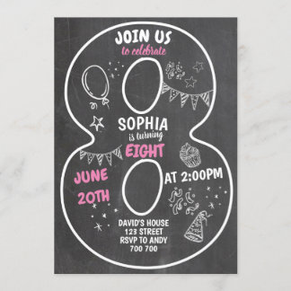 8. Geburtstagskarte der Girl Einladung