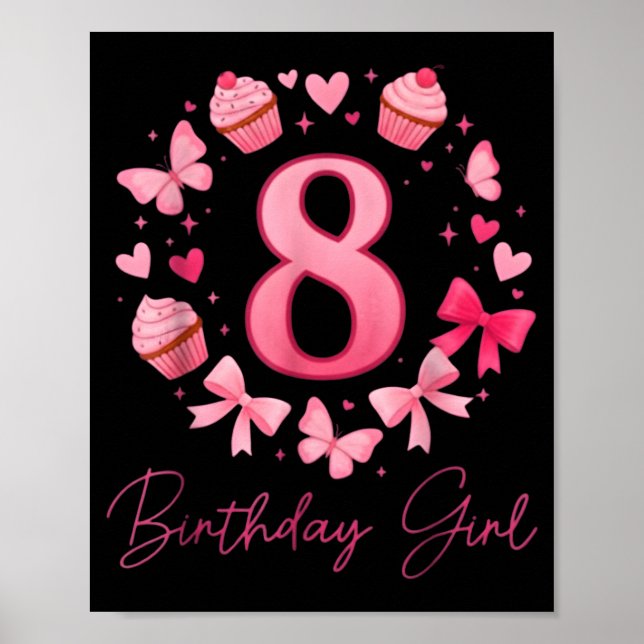 8. Geburtstagsmädchen Ästhetik Coquette Schleife Poster (Vorne)
