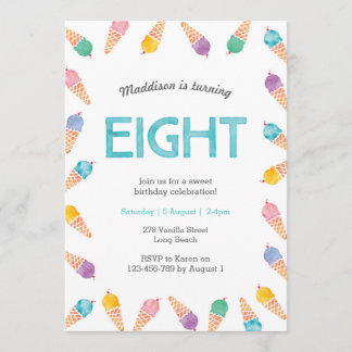 8. Geburtstagsparty | Einladung von Regenbogeneis