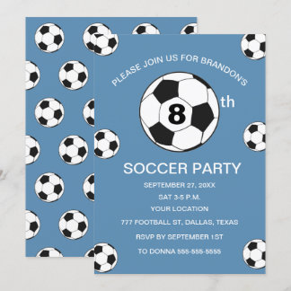 8. Geburtstagsparty Fußball Blue Boys Sport Einladung