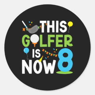 8. Geburtstagsparty Golf Boy Acht Jahr alter Golf Runder Aufkleber