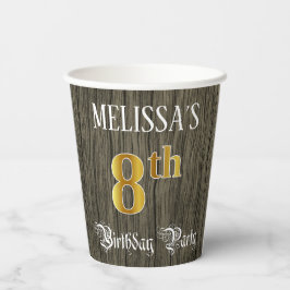 8. Geburtstagsparty - Imitate Gold & Imitate Wood  Pappbecher