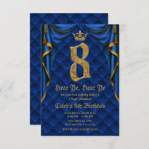 8. Geburtstagsparty Royal Blue Gold Crown Einladung