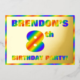8. Geburtstagsparty — Spaß, Regenbogenspektrum "8" Folieneinladung