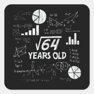 8. Geburtstagsplatz von 64 - 8 Jahre alter Tag Quadratischer Aufkleber
