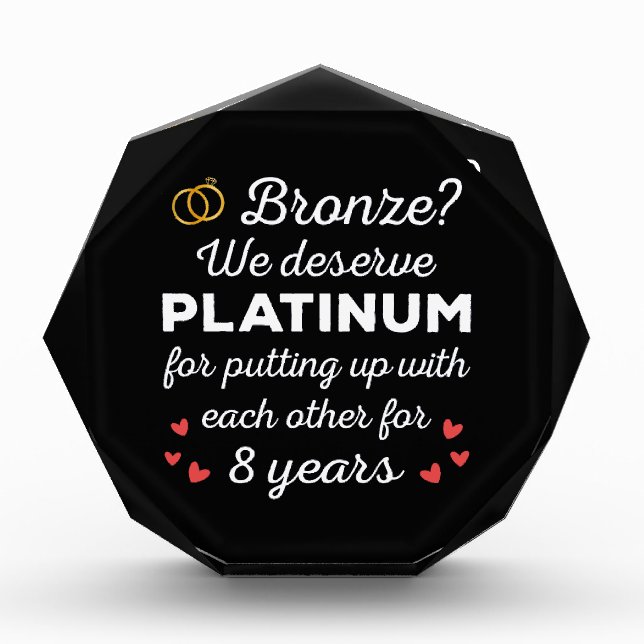 8. Hochzeitstag I - Bronze Funny Couple Fotoblock (Vorderseite)