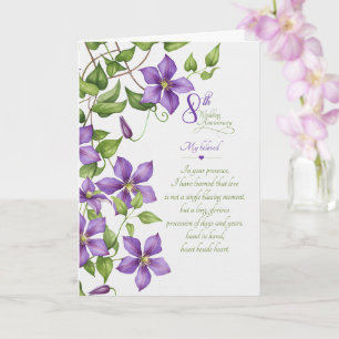 8. Hochzeitstag Sentimentale Clematis Rebe Karte