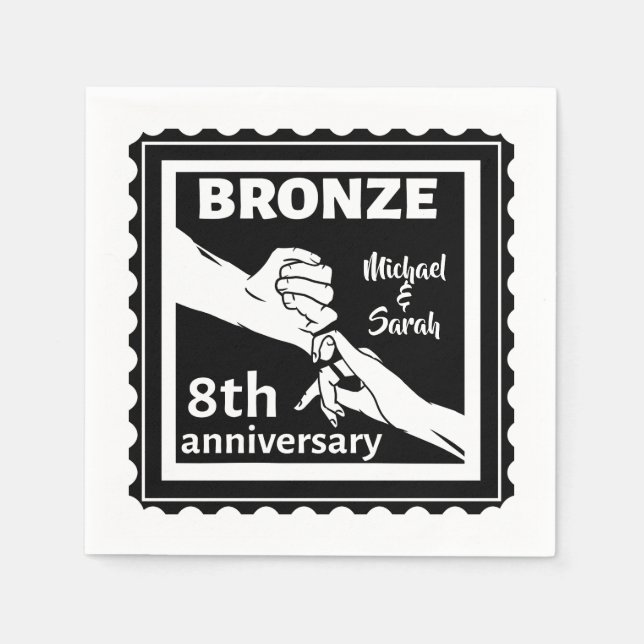 8. Hochzeitstag traditionelles Geschenk Bronze Serviette (Vorderseite)