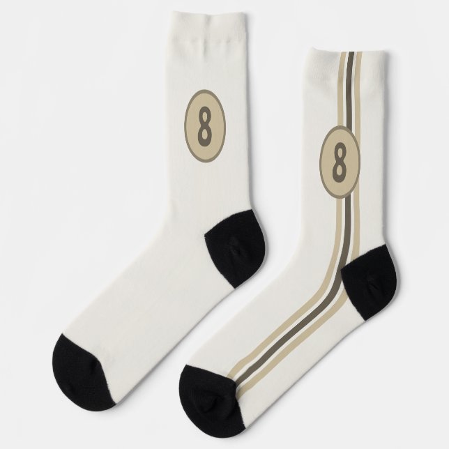8 in beige auf Sand mit Streifen Socken (Linkes Detail)