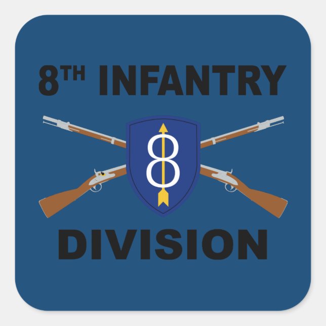 8. Infanterieabteilung - Überquerte Gewehre - mit  Quadratischer Aufkleber (Vorderseite)