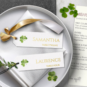 8 Irish Kleeblatt & Gold Foil Wedding Name Tags Folien Feiertagskarte