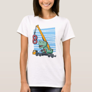 8 Jahre 8. Geburtstag Mobilkrane Dinosaurier T-Shirt