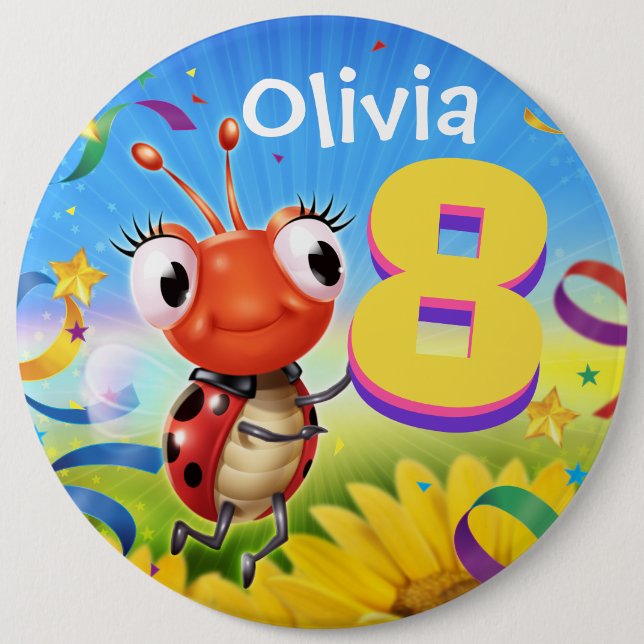 8 Jahre Abzeichen zum Geburtstag nach Maß Kleine L Button (Vorderseite)